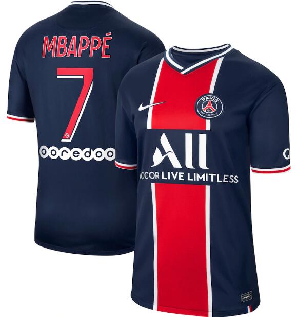 PSG Home Kit Soccer Jersey Mbappé 7 2020/21